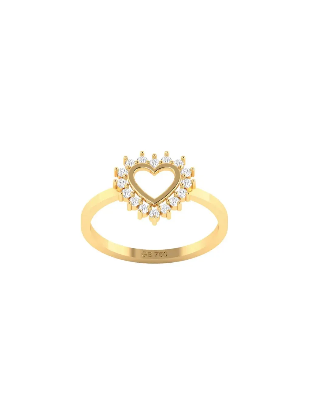 18K Gold Radiant Love Beaming Heart Ring