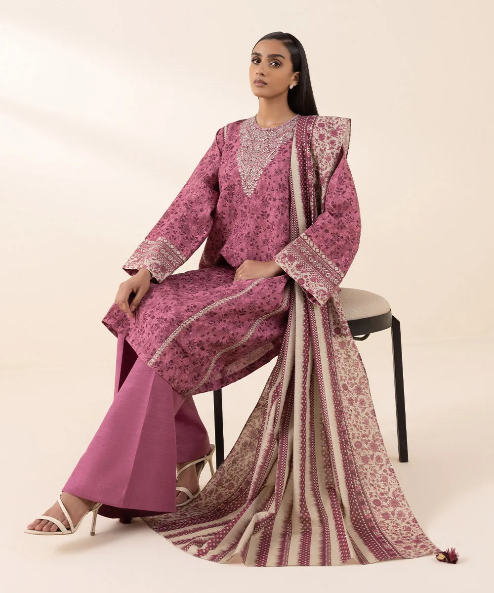 2 Piece - Embroidered Khaddar Suit