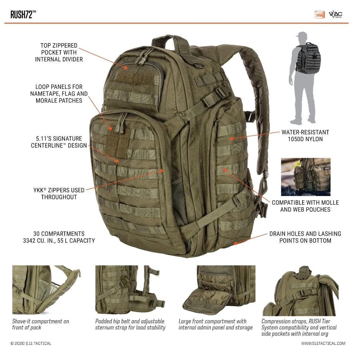 5.11 Tactical Rush72™ Backpack 55L