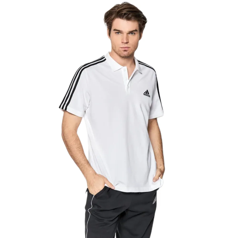 Adidas Men's 3-Stripes Pique Polo Shirt (White/Black)