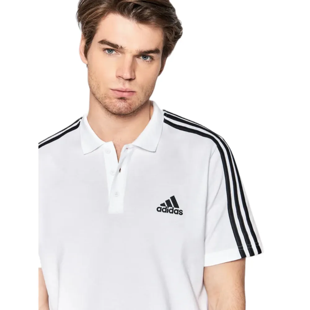 Adidas Men's 3-Stripes Pique Polo Shirt (White/Black)