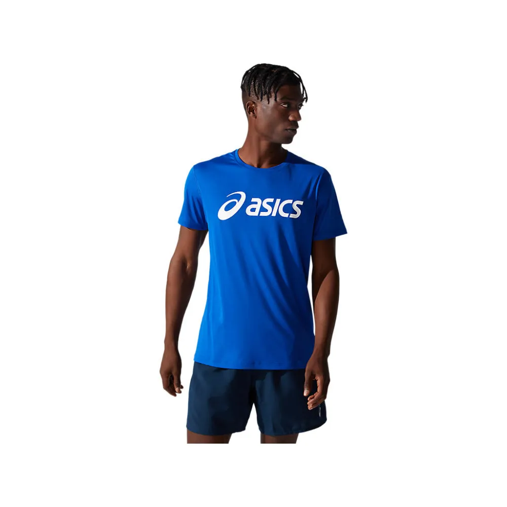 ASICS Men's Silver Short Sleeve Top (Asics Blue/Brilliant White)