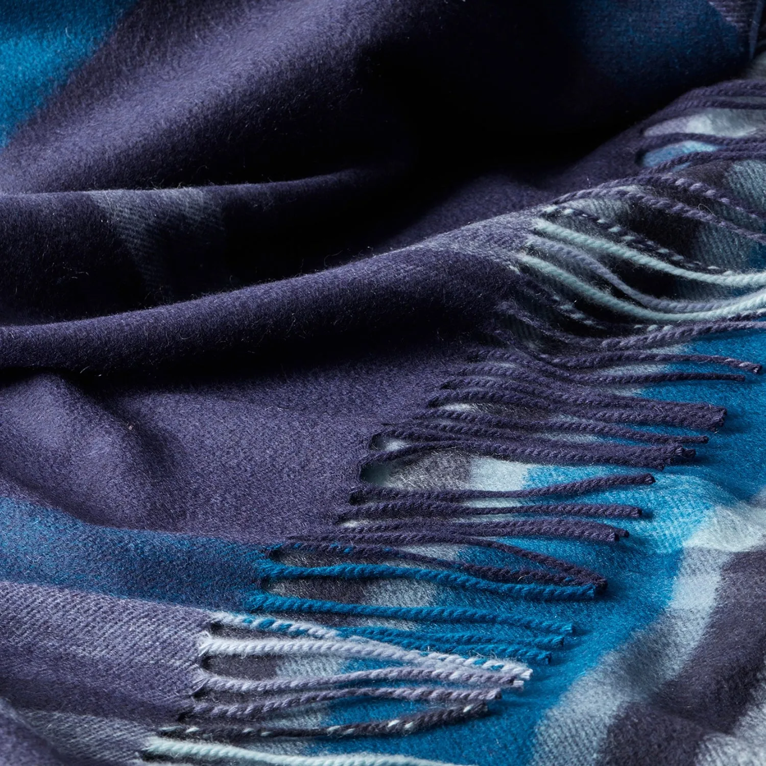 Cashmere Blanket | Checked Blue and Azul | Lomond