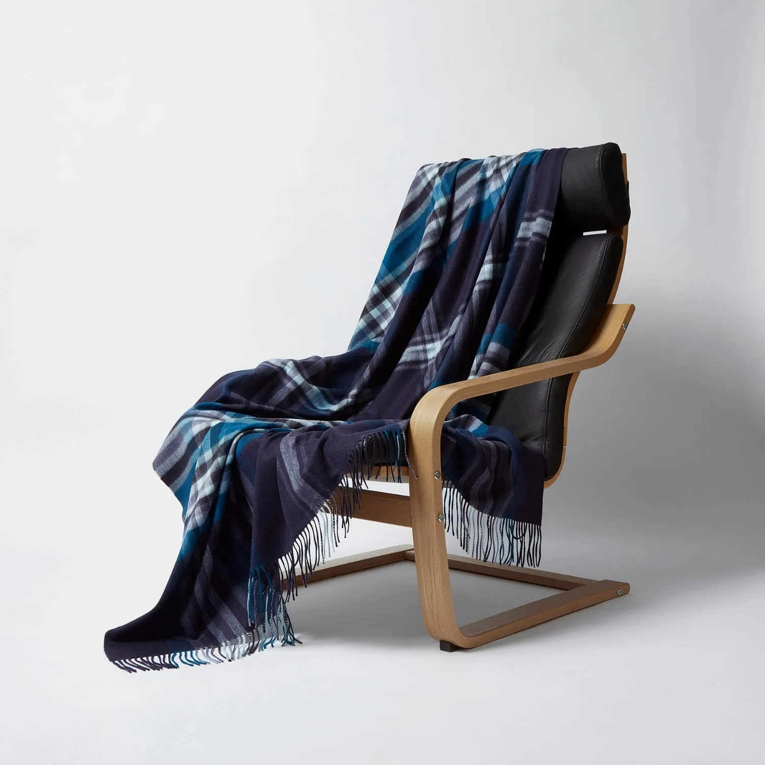 Cashmere Blanket | Checked Blue and Azul | Lomond