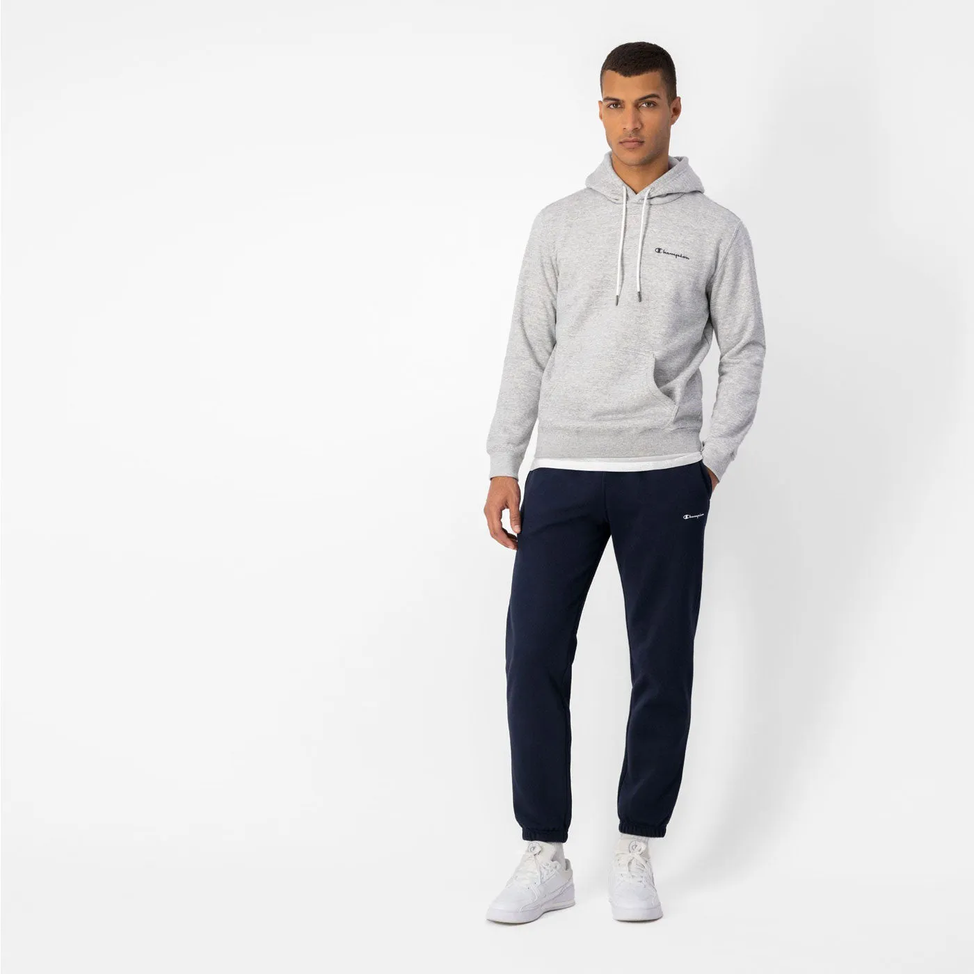 Champion Legacy Hoodie Small Script Logo Fleece 218287 Grey