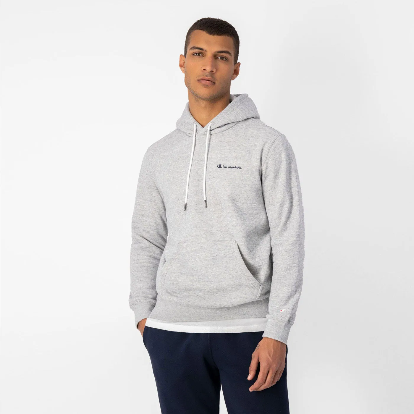 Champion Legacy Hoodie Small Script Logo Fleece 218287 Grey