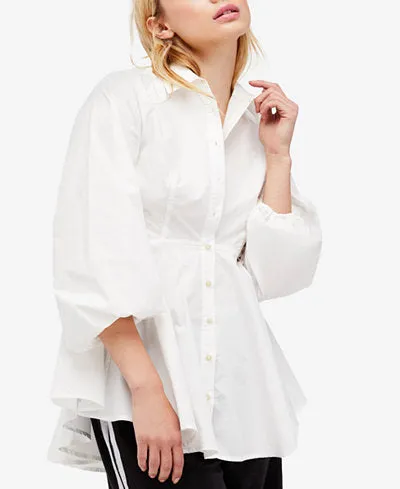 FREE PEOPLE All The Time New Tunic White Peplum Top