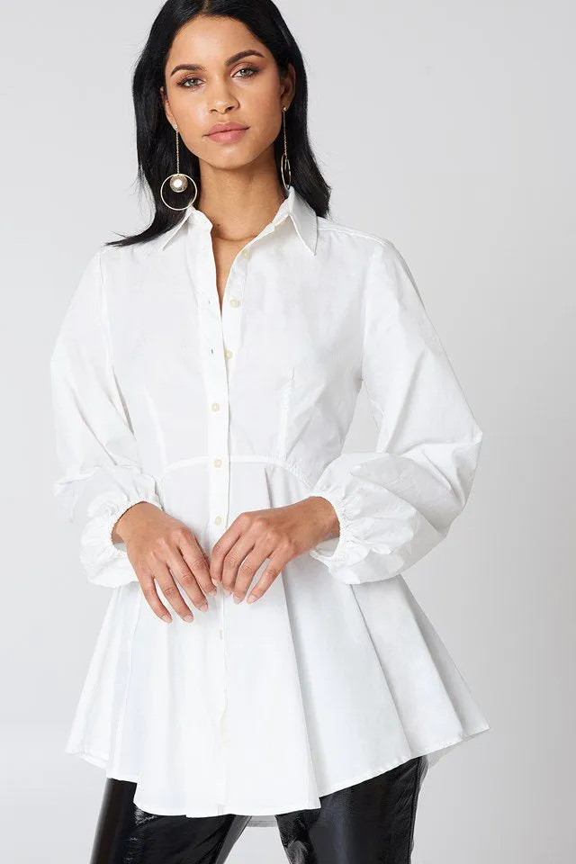 FREE PEOPLE All The Time New Tunic White Peplum Top