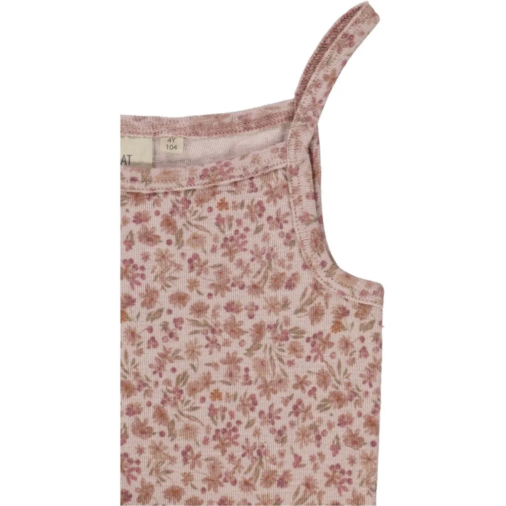 Girls Wool Singlet - powder flowers