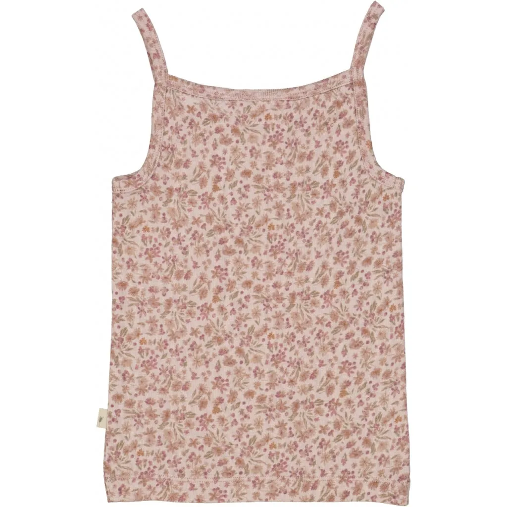 Girls Wool Singlet - powder flowers