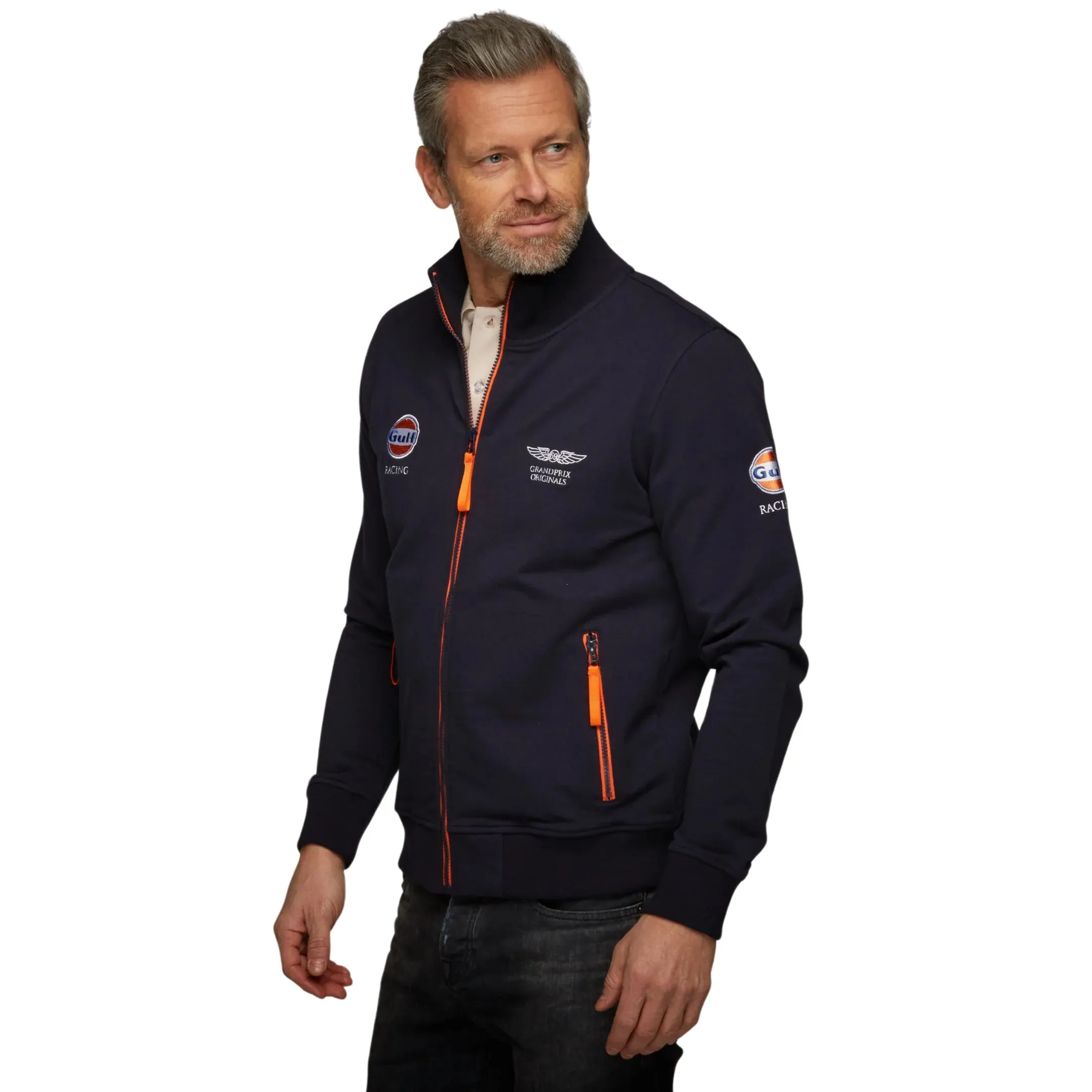 GrandPrix Originals Men's Gulf Raceway Cotton Zip Jacket - Blue/Navy