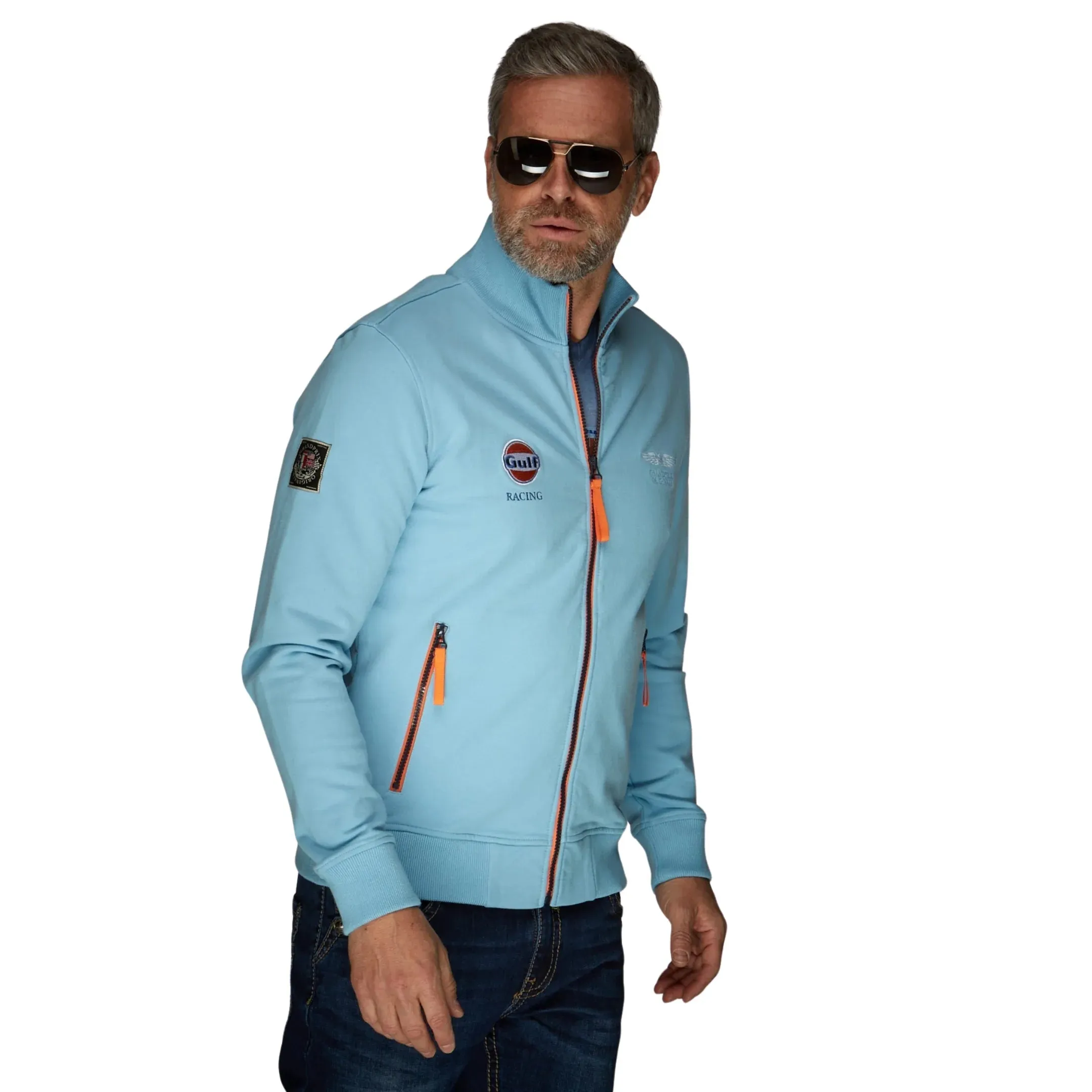 GrandPrix Originals Men's Gulf Raceway Cotton Zip Jacket - Blue/Navy