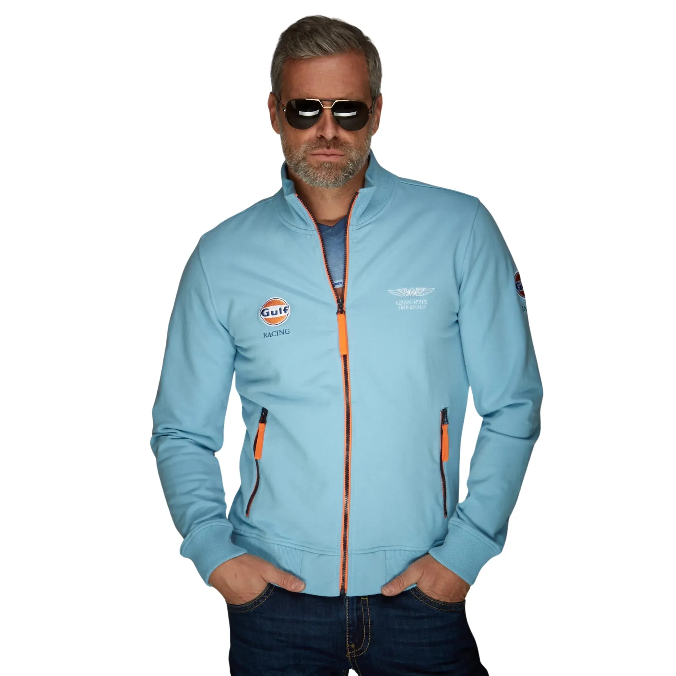 GrandPrix Originals Men's Gulf Raceway Cotton Zip Jacket - Blue/Navy