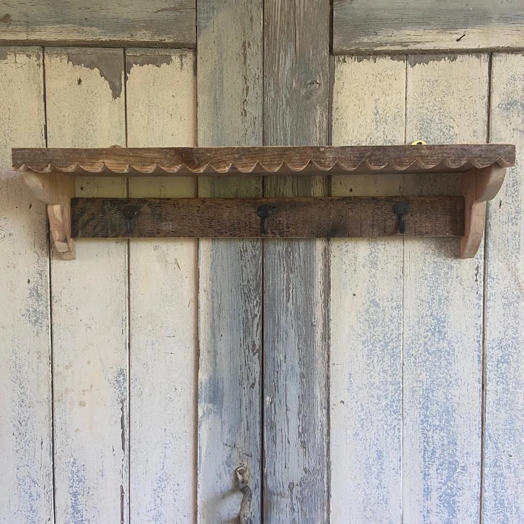 Handmade Scalloped Shelf with hooks