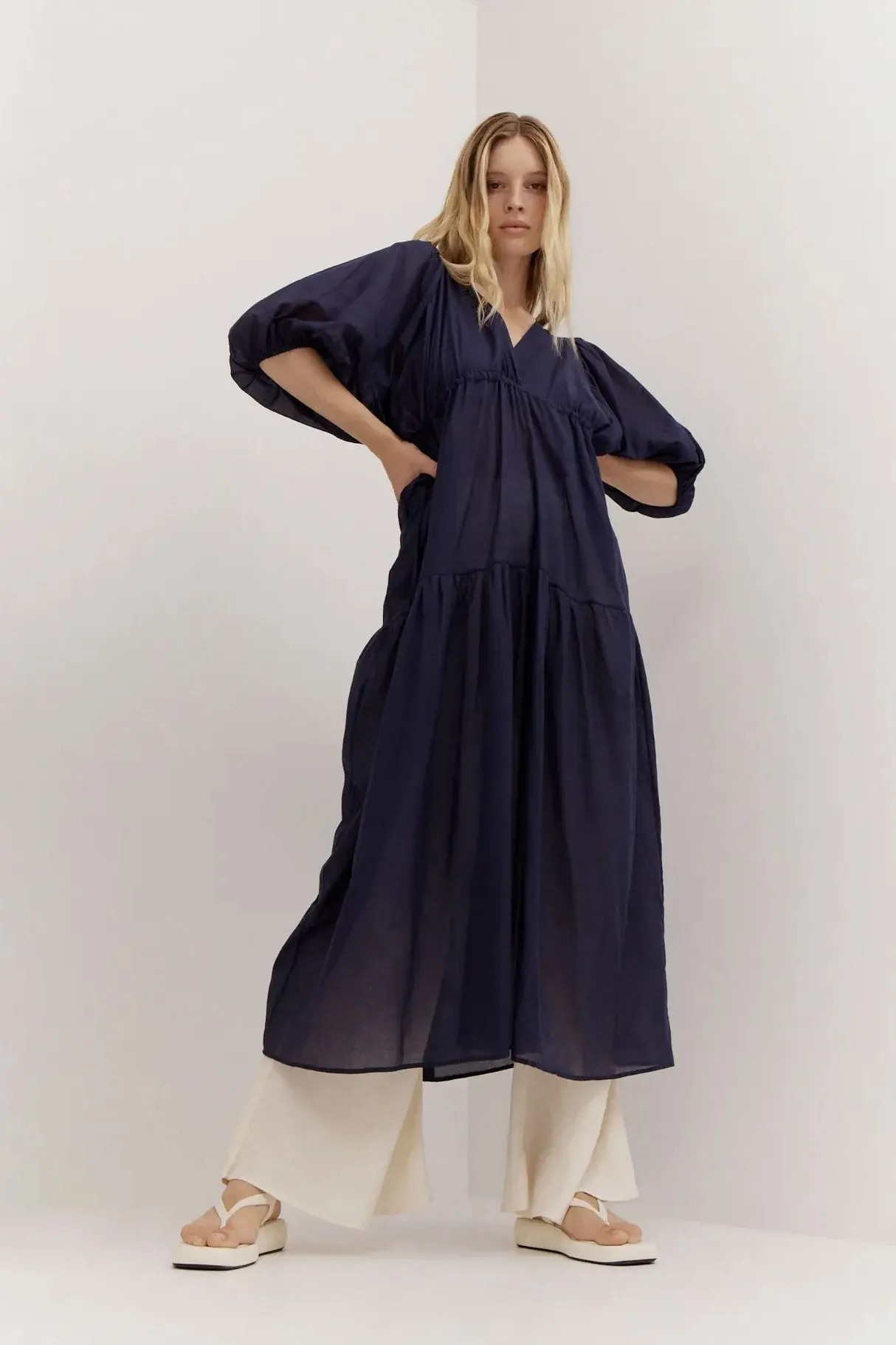 Kleid Fleur Voile in Navy