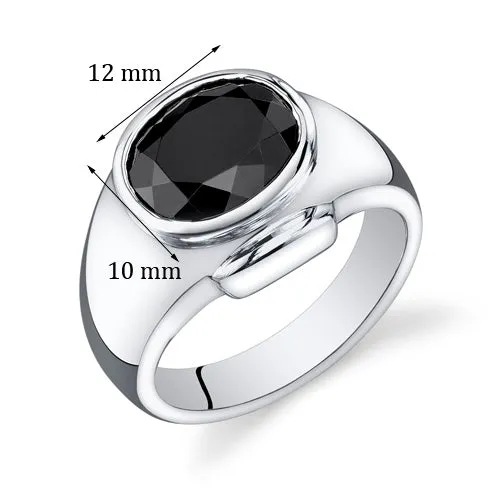 Mens 6.5 cts Black Onyx Sterling Silver Ring Size 11