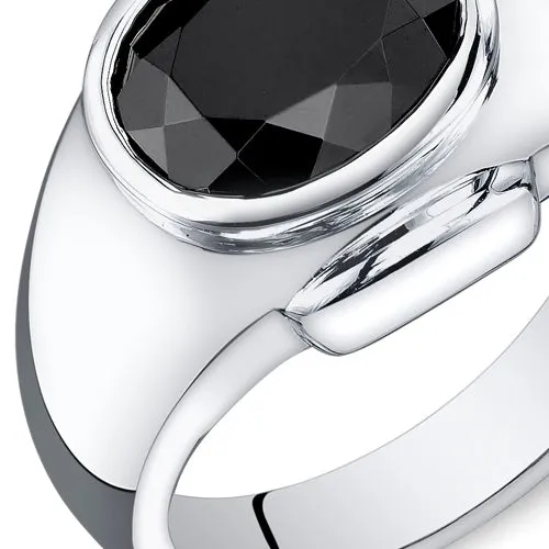 Mens 6.5 cts Black Onyx Sterling Silver Ring Size 11