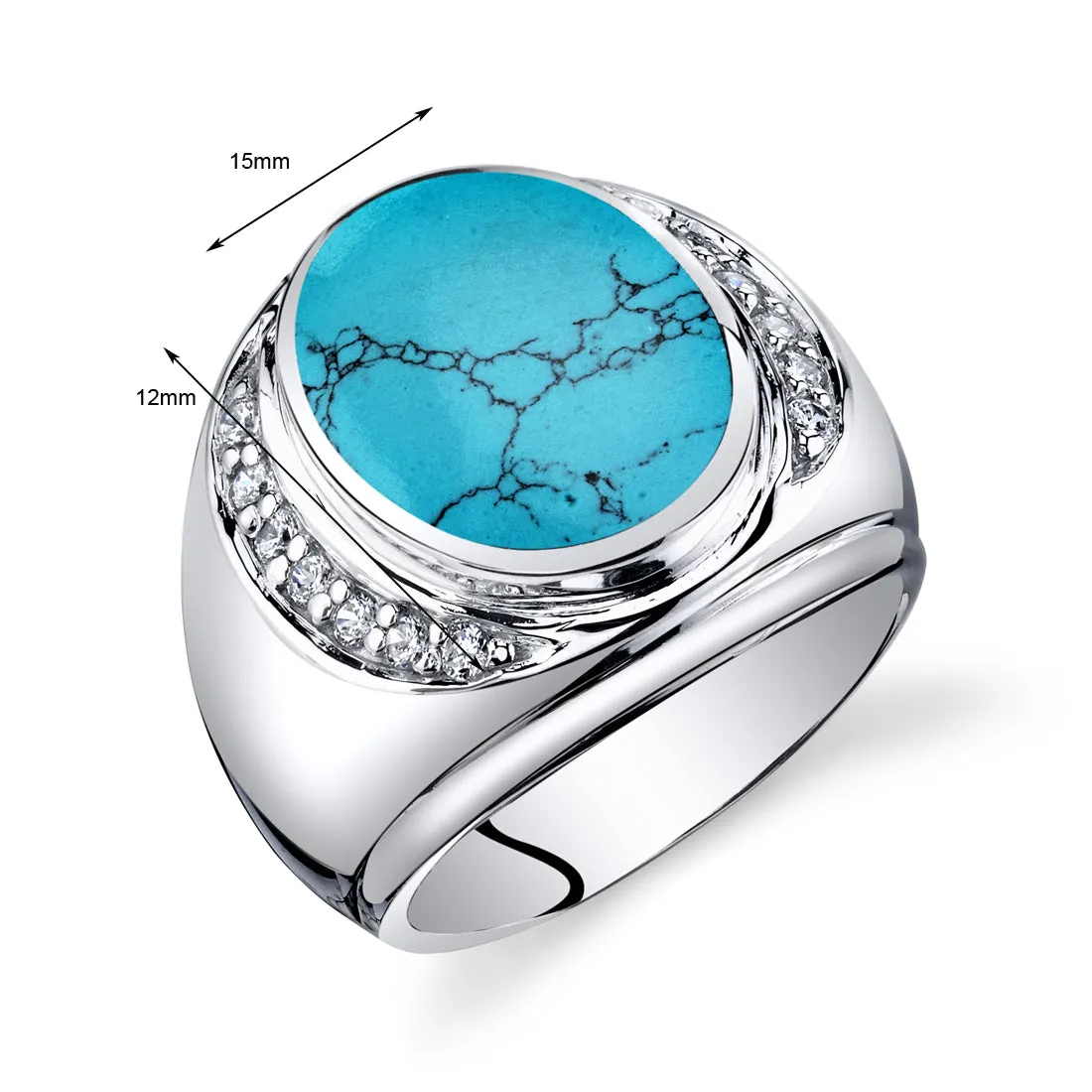 Mens Turquoise Ring Sterling Silver Size 13