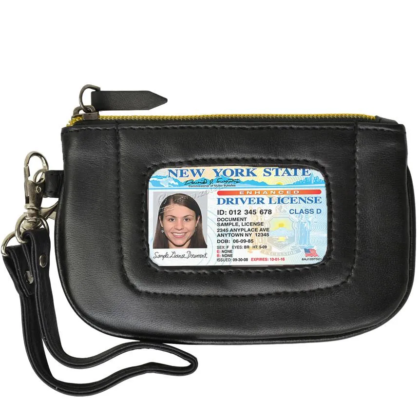 RFID Collection Premium Leather Mini Wristlet