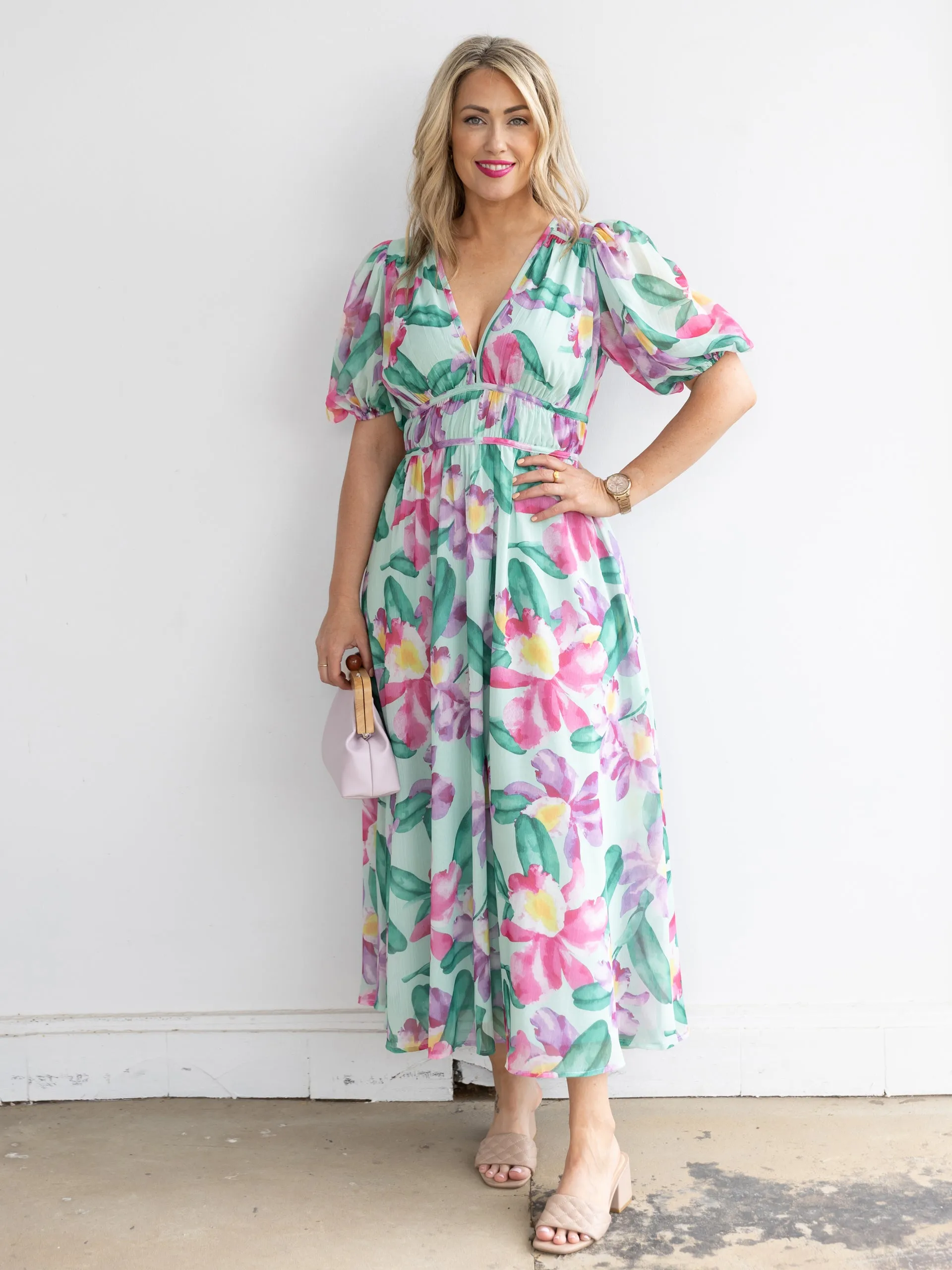 Sharni Dress - Mint Floral