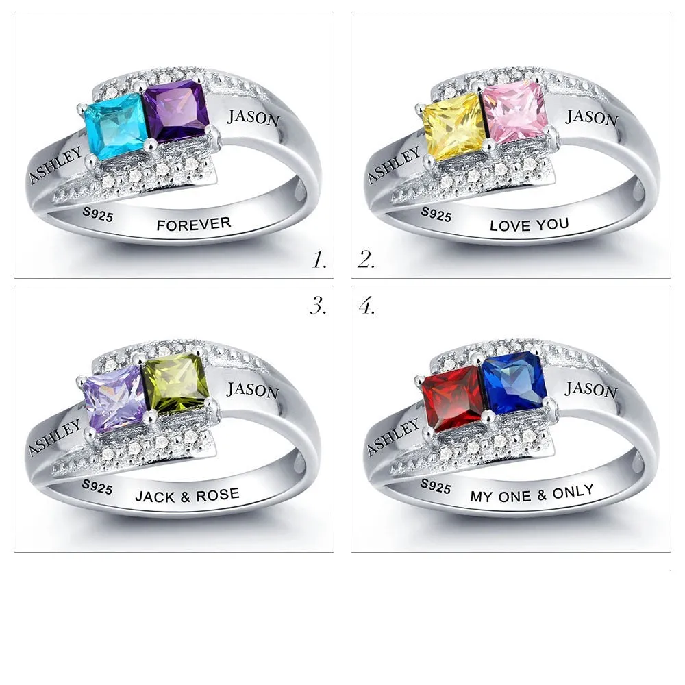 Sterling Silver Personalized Couples Promise Rings