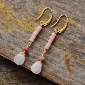 Yirabang Rose Quartz Dangle Earrings