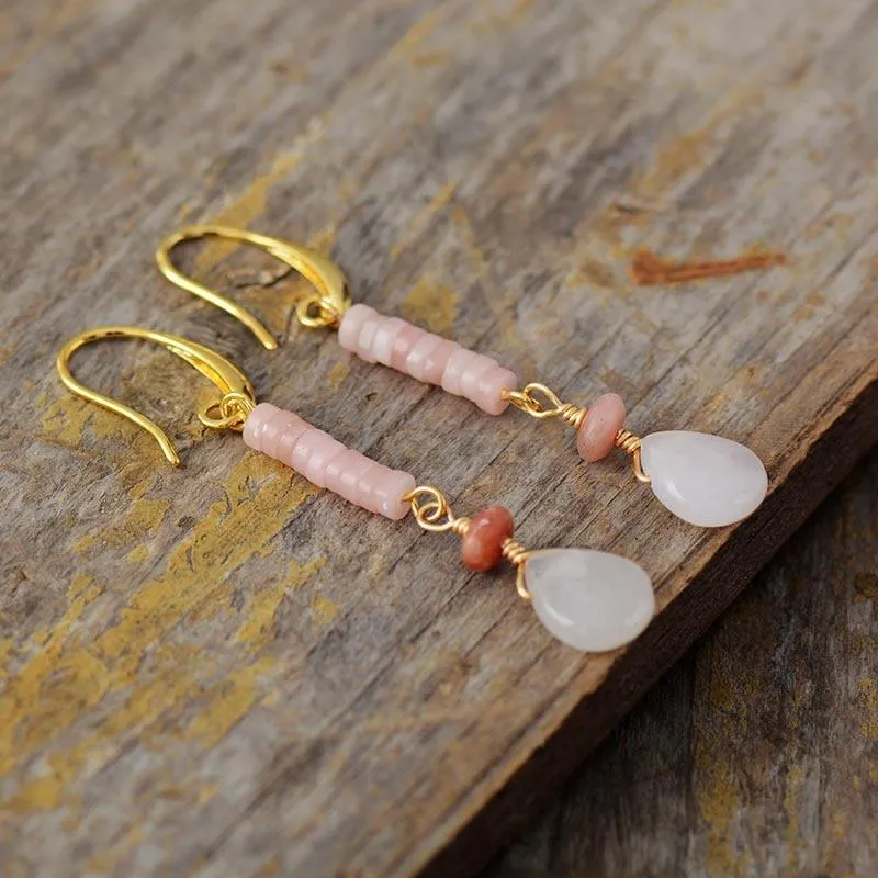 Yirabang Rose Quartz Dangle Earrings