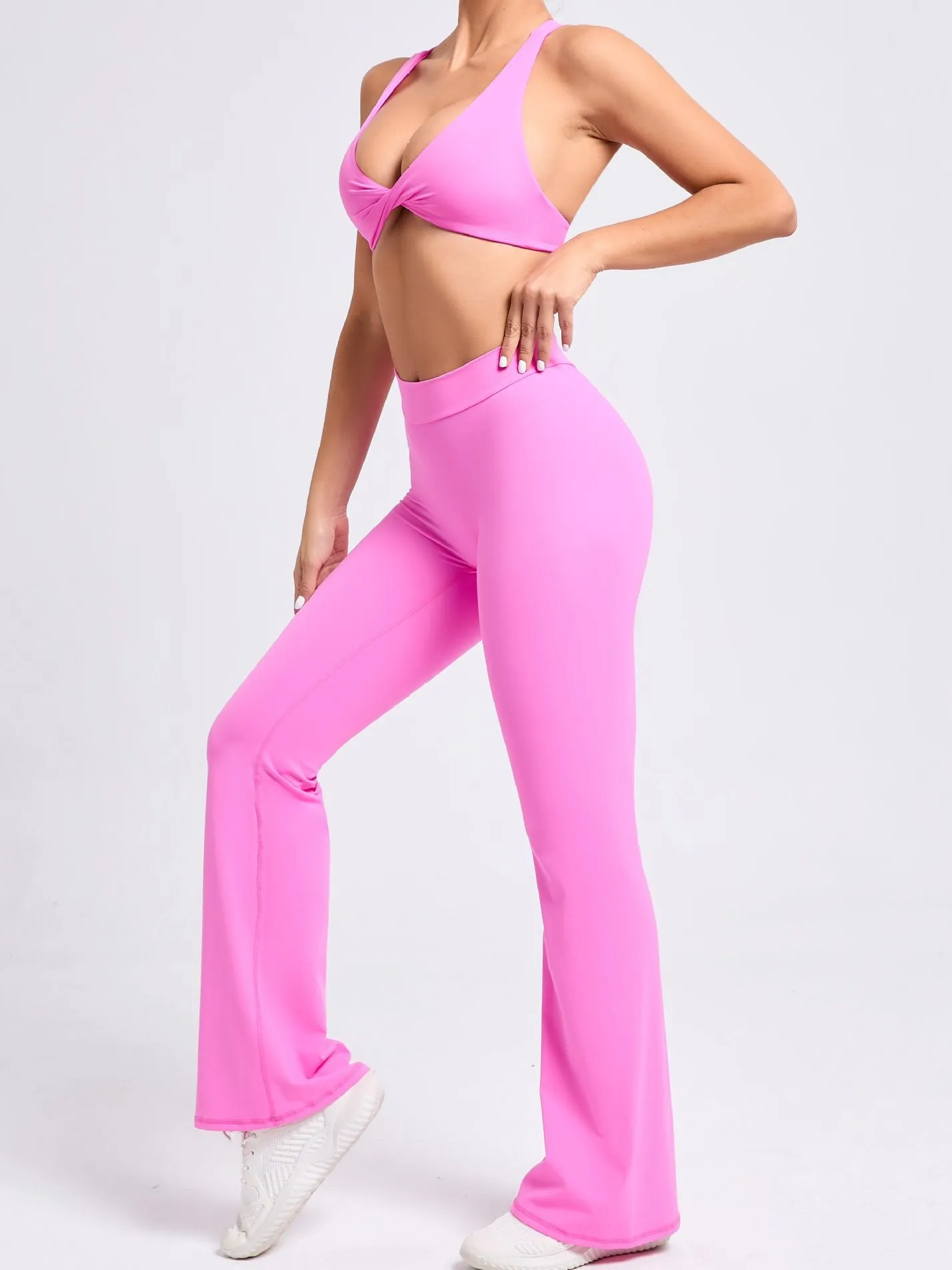 ZASUWA Female Cross Back Hollow Out Twist V-shaped Waist Scrunch Bum Tracksuit