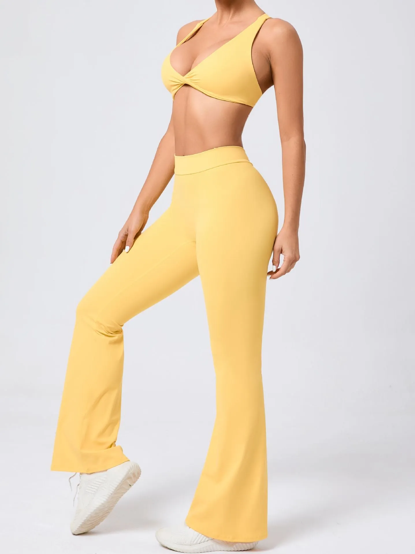 ZASUWA Female Cross Back Hollow Out Twist V-shaped Waist Scrunch Bum Tracksuit