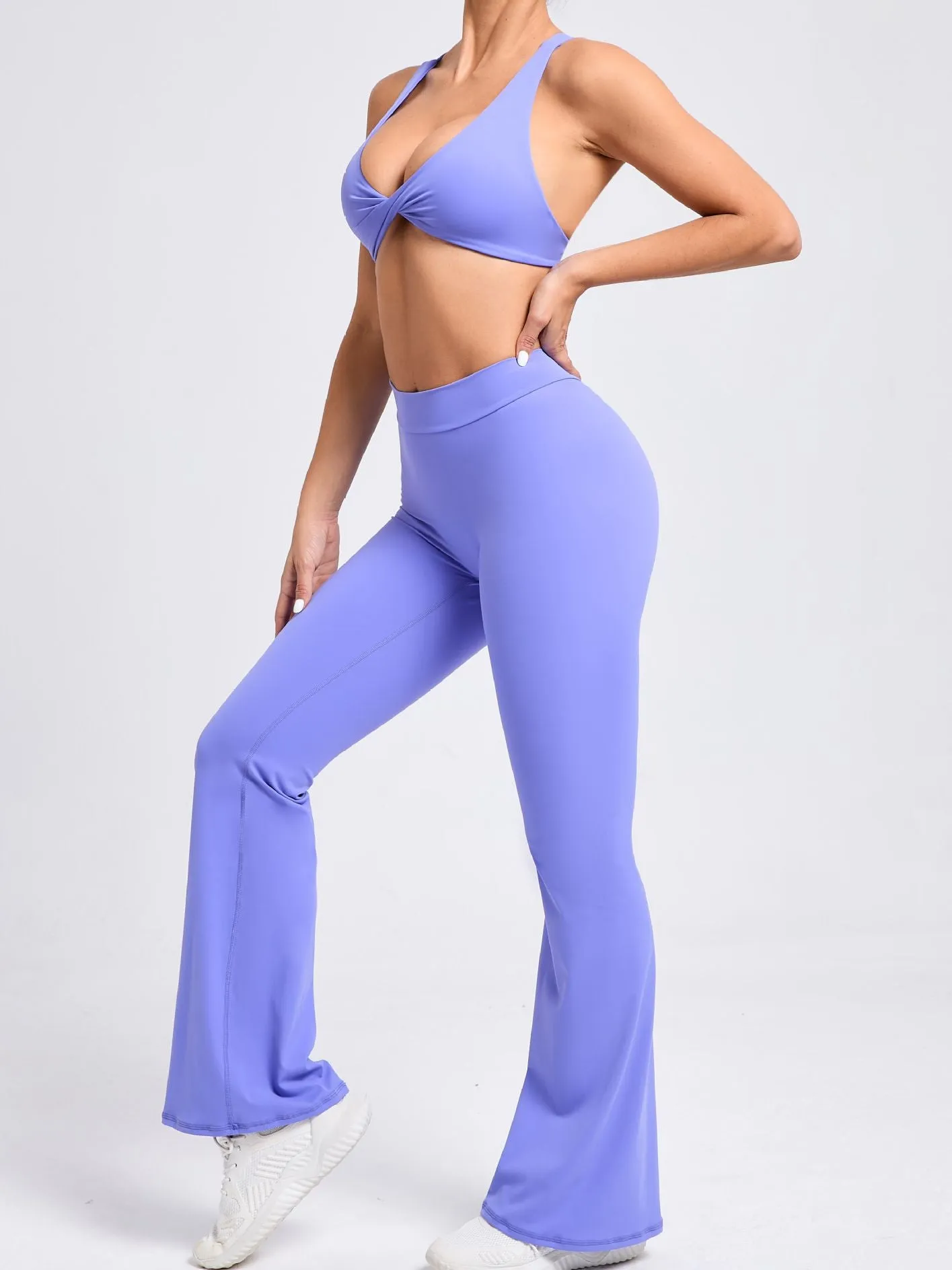 ZASUWA Female Cross Back Hollow Out Twist V-shaped Waist Scrunch Bum Tracksuit