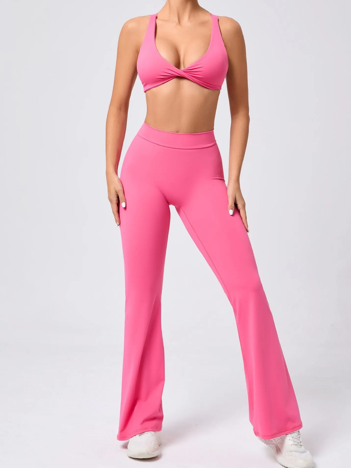 ZASUWA Female Cross Back Hollow Out Twist V-shaped Waist Scrunch Bum Tracksuit